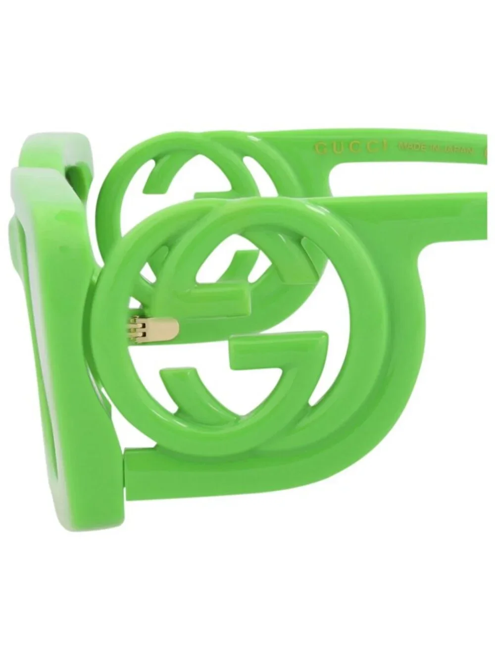 New Gucci Women's Sunglasses Square Rectangle Injection Frame Green Green Grey